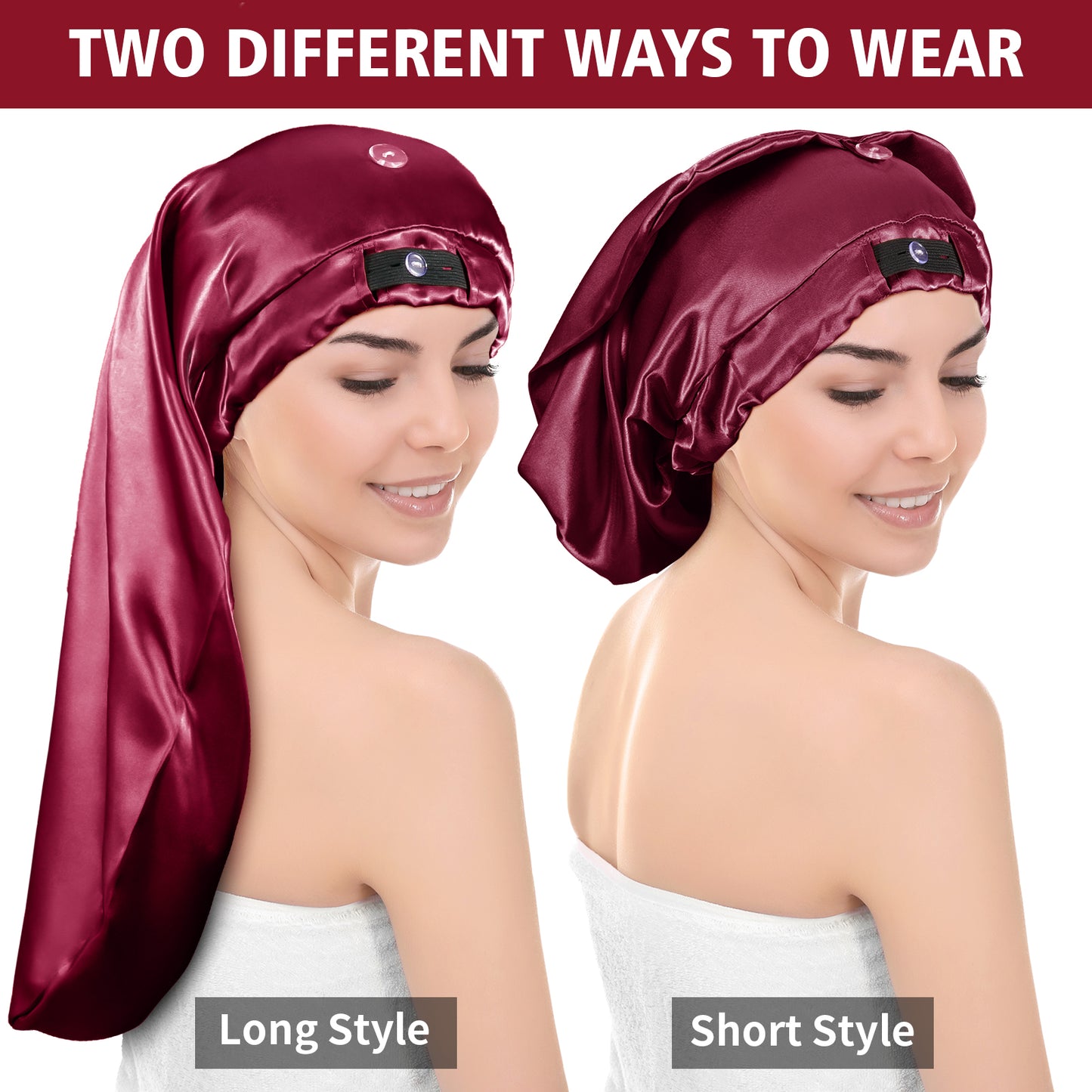 Kenllas Long Satin Sleep Bonnet- Extra Large Foldable Sleeping Cap