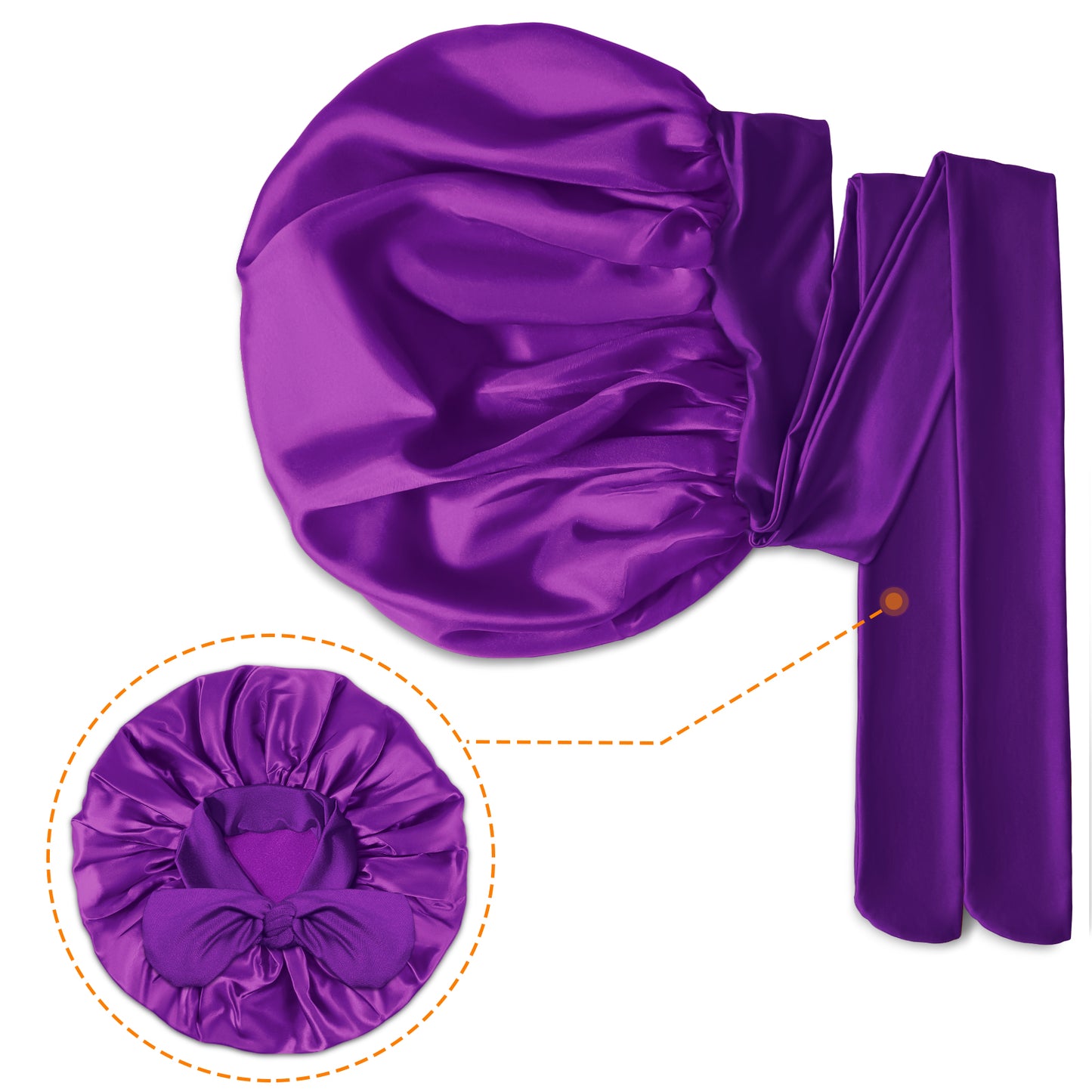 Kenllas Satin Silk Bonnet for Women - Large Sleep Cap with Tie Band for Curly Dreadlock Braid Hair Care