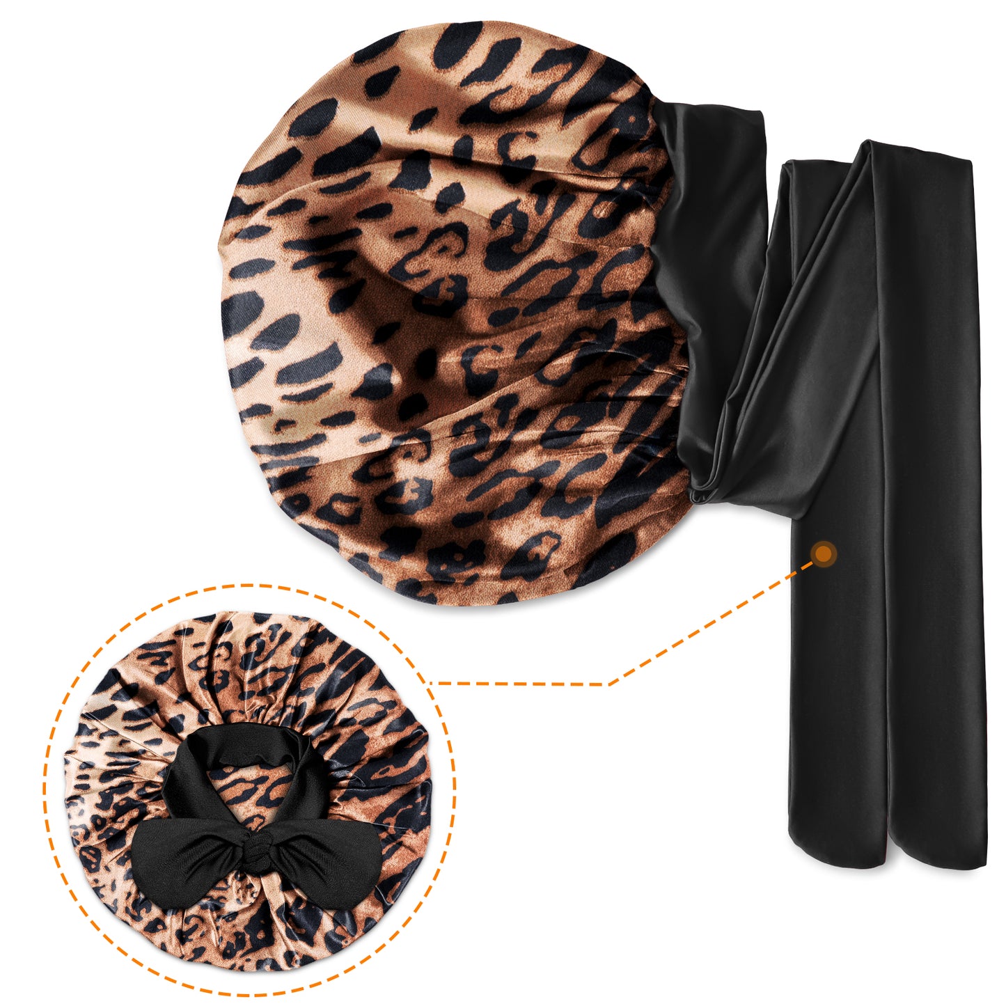 Kenllas Satin Silk Bonnet for Women - Large Sleep Cap with Tie Band for Curly Dreadlock Braid Hair Care