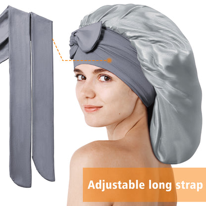 Kenllas Satin Silk Bonnet for Women - Large Sleep Cap with Tie Band for Curly Dreadlock Braid Hair Care
