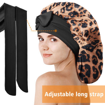 Kenllas Satin Silk Bonnet for Women - Large Sleep Cap with Tie Band for Curly Dreadlock Braid Hair Care