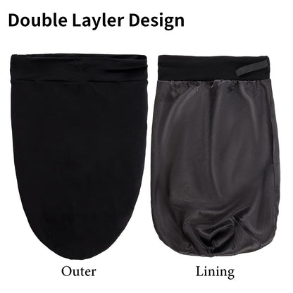 Kenllas Long Satin Sleep Cap for Women - Black