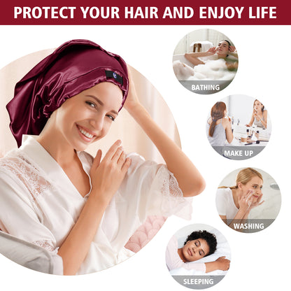 Kenllas Long Satin Sleep Bonnet- Extra Large Foldable Sleeping Cap