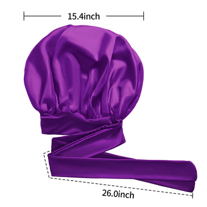 Kenllas Satin Silk Bonnet for Women - Large Sleep Cap with Tie Band for Curly Dreadlock Braid Hair Care