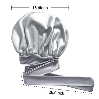 Kenllas Satin Silk Bonnet for Women - Large Sleep Cap with Tie Band for Curly Dreadlock Braid Hair Care